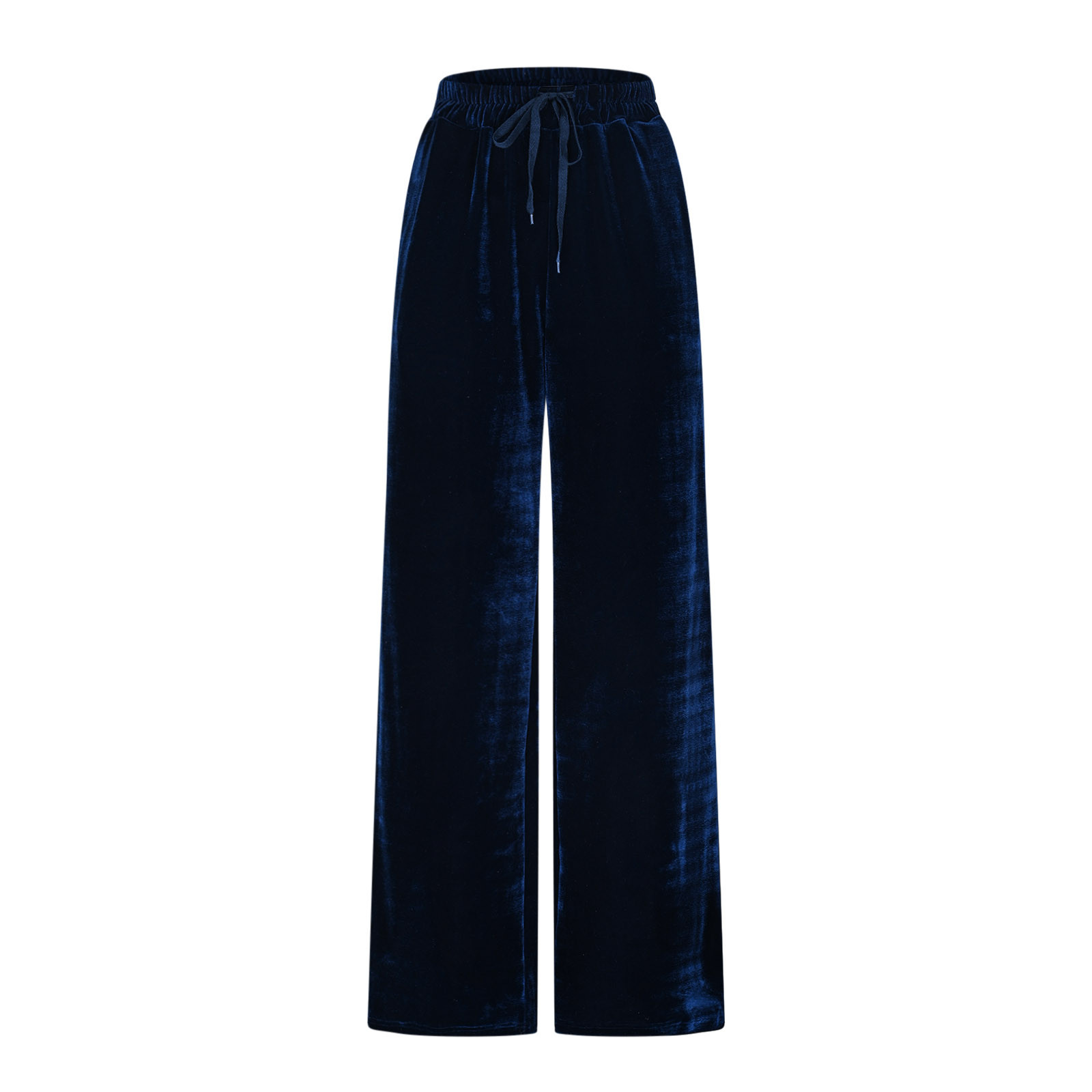 Womens Velvet Wide Leg Pants Elastic Waist Loose Fit Lounge Trousers